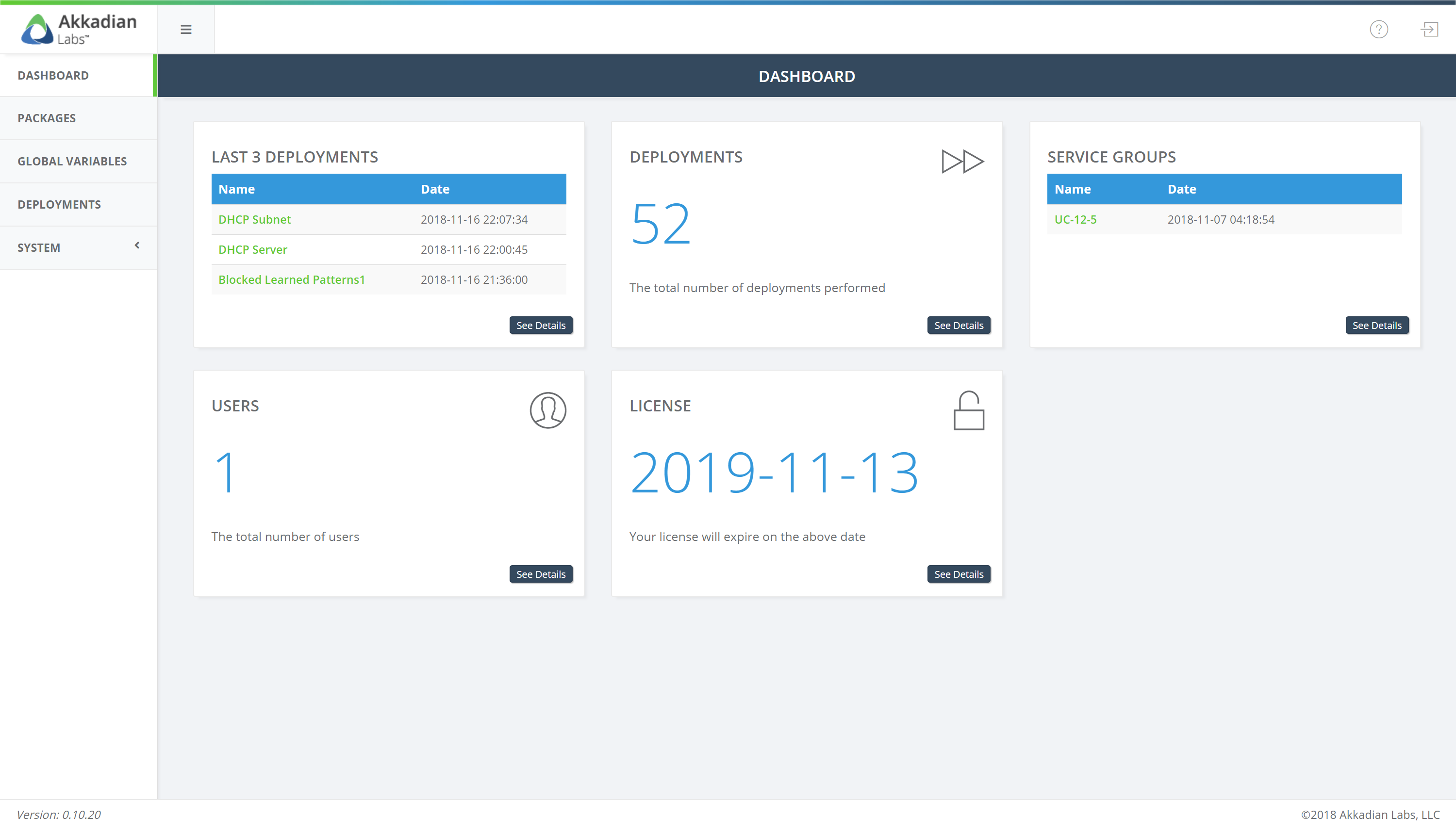 Akkadian Labs Site Builder Dashboard